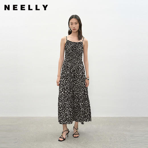 NEELLY纳俪商场同款夏季新款减龄俏皮碎花吊带连衣裙女收腰中长裙N26044Y04572 商品图0