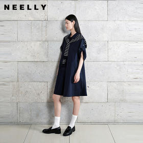 NEELLY纳俪商场同款春季新款复古学院风披肩连衣裙女高腰休闲长裙N26034Y04515