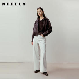 NEELLY纳俪商场同款春季新款时髦复古休闲直筒裤女简约百搭长裤N26012H01049