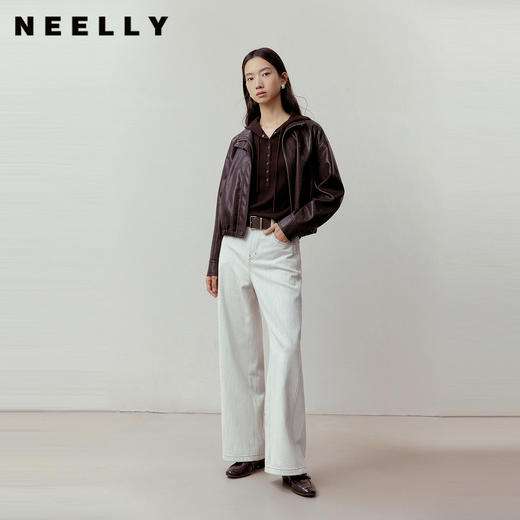 NEELLY纳俪商场同款春季新款时髦复古休闲直筒裤女简约百搭长裤N26012H01049 商品图0