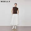 NEELLY纳俪商场同款春新款时尚高腰压褶半身裙女简约休闲A字长裙N26031E01116 商品缩略图0