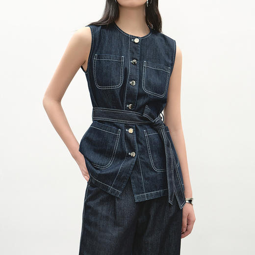 NEELLY纳俪商场同款夏新款时尚收腰马甲牛仔两件套女通勤气质套装N26044Z04545 商品图2