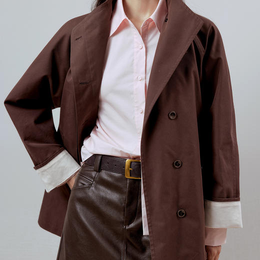 NEELLY纳俪商场同款春季新款时尚宽松立领风衣女简约休闲外套N26012F01040 商品图2