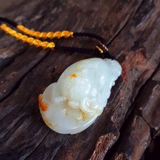 【天然正品】天然新疆籽料细腻油润度佳耄耋富贵（福寿绵延）和田玉吊坠项链45.5*24.6*14.0MM（皆取最大值）170126NJS70 商品图4