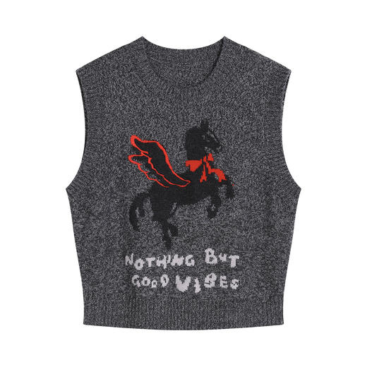 NEELLY纳俪商场同款春季新款时尚俏皮针织背心女复古高级感上衣N26011A01005 商品图3