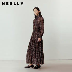 NEELLY纳俪商场同款春新款时尚复古简约印花半身裙女优雅休闲长裙N26012E01044