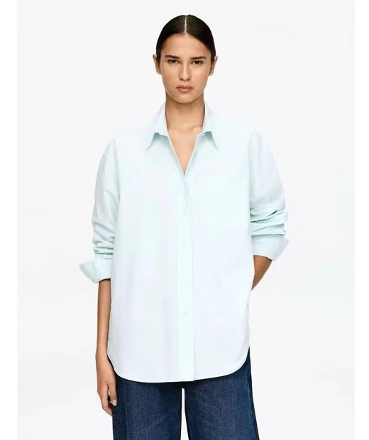 F030151肩部打褶藏肉显瘦宽大版单口袋中性风衬衫 商品图5