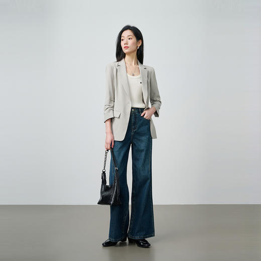 NEELLY纳俪商场同款春新款通勤休闲七分袖西装外套女利落随性上衣N26024W03302 商品图3