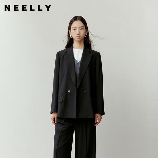 NEELLY纳俪商场同款春新款时尚通勤宽松廓形西装女随性松弛感外套N26023W01085 商品图0