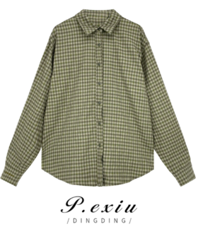 04-6潘依绣丁丁宠粉秋冬设计款格子撞色Polo领衬衫 K865