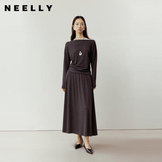 NEELLY纳俪商场同款春新款复古休闲针织套装女垂感柔润系两件套N26023Z01099 商品图0
