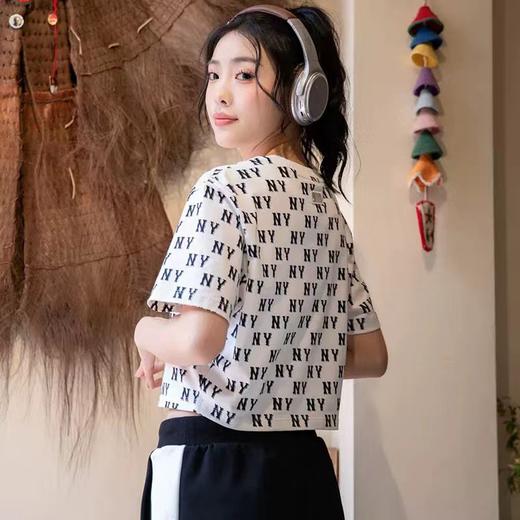 F030168夏季休闲百搭字母满印短款圆领套头T恤 商品图9