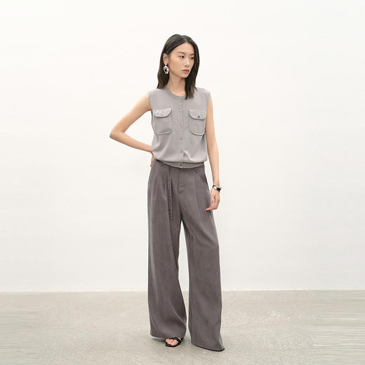 NEELLY纳俪商场同款夏季新款百搭垂感休闲裤女宽松显瘦拖地长裤N26044H04418 商品图2