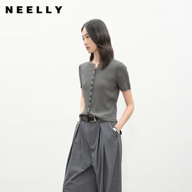 NEELLY纳俪商场同款夏季新款都市休闲短袖薄针织衫女舒适显瘦上衣N26044A04559