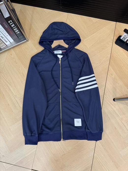 F030102加厚款羊毛混纺四杠三色情侣针织拉链连帽外套 商品图1