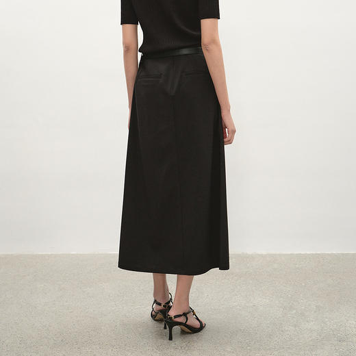 NEELLY纳俪商场同款夏季新款高腰百褶开衩半身裙女优雅气质A字裙N26044E04522 商品图1