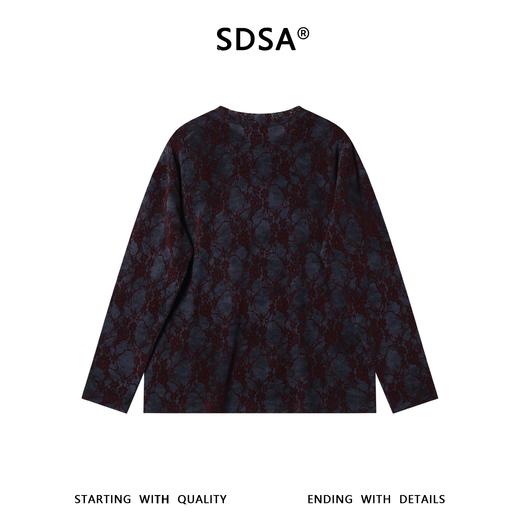 26T53SDSA男装2026新款潮牌植绒长袖男女同款红纹植绒宽松圆领T恤 商品图5