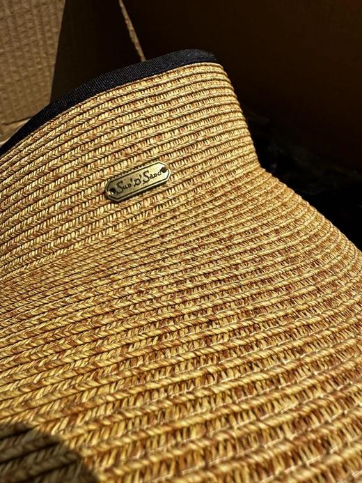 F030134高颜值撞色包边复古小金属铭牌大檐空顶遮阳帽 商品图9