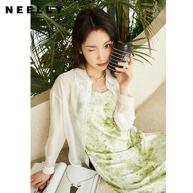 NEELLY纳俪商场同款夏季新款微透设计感衬衫女单排扣宽松休闲上衣N26044B04425