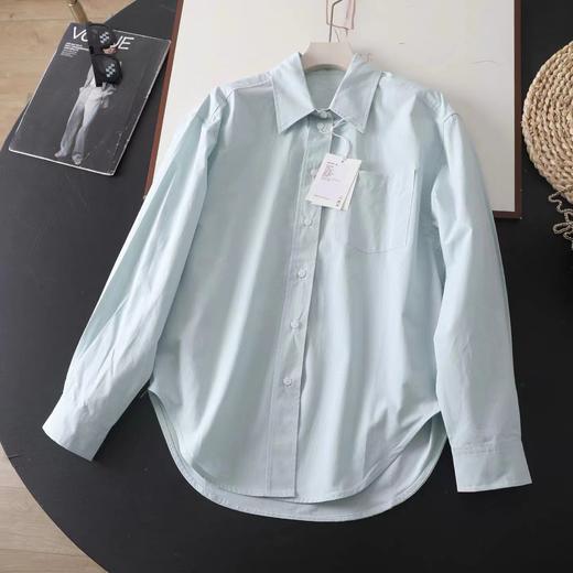 F030151肩部打褶藏肉显瘦宽大版单口袋中性风衬衫 商品图11