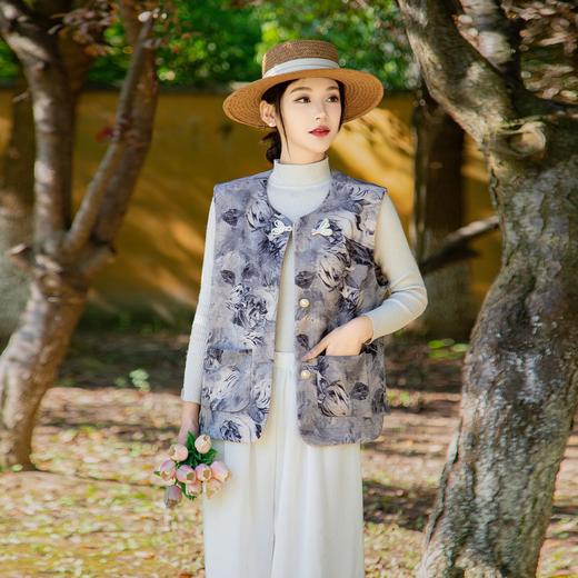 百媚生 国风新中式马甲复古马夹气质文艺坎肩XEJ 商品图0