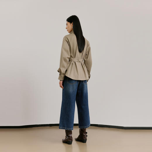 NEELLY纳俪商场同款春季新款复古随性阔腿七分裤女美式酷飒直筒裤N26021H01067 商品图1