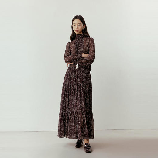 NEELLY纳俪商场同款春新款时尚复古简约印花半身裙女优雅休闲长裙N26012E01044 商品图2