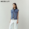NEELLY纳俪商场同款春季新款复古做旧牛仔马甲女美式休闲叠穿上衣N26031D01115 商品缩略图0