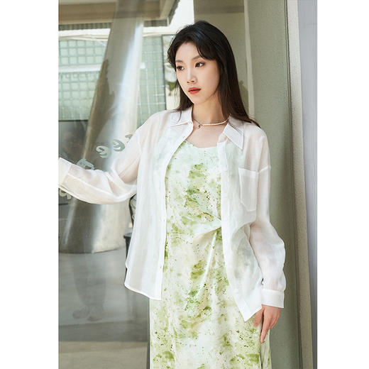 NEELLY纳俪商场同款夏季新款微透设计感衬衫女单排扣宽松休闲上衣N26044B04425 商品图1