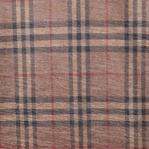 SDSA男装2026新款复古格纹圆领长袖T恤经典驼色格纹宽松休闲上衣 商品图2