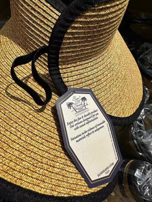 F030134高颜值撞色包边复古小金属铭牌大檐空顶遮阳帽 商品图8