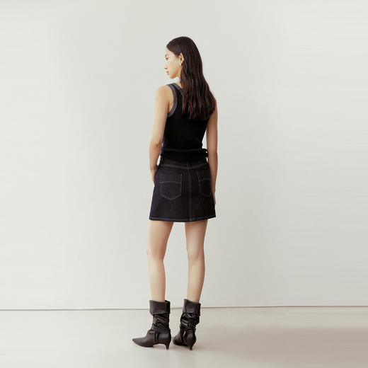 NEELLY纳俪商场同款春季新款复古高腰牛仔短裙女美式休闲A字半裙N26023E01089 商品图1