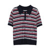 NEELLY纳俪商场同款夏季新款POLO领短袖针织衫女条纹撞色舒适上衣N26054A04504 商品缩略图3