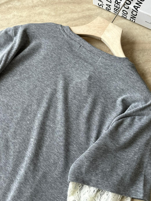 韩国东大门KT猫蕾丝拼接卡通印花假两件T恤 商品图9