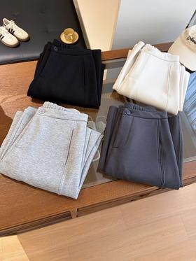 F030150春款新款显瘦一粒扣后松紧腰垂坠感窄版阔腿裤