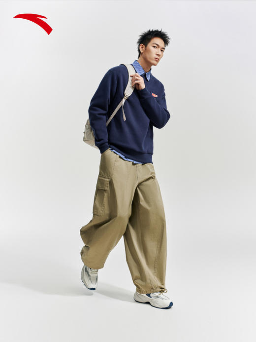 安踏圆领套头衫卫衣男士潮流百搭宽松休闲长袖上衣152618703S-5 商品图2