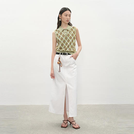 NEELLY纳俪商场同款夏季新款经典开叉牛仔半身裙女时尚水洗A字裙N26044E04524 商品图2