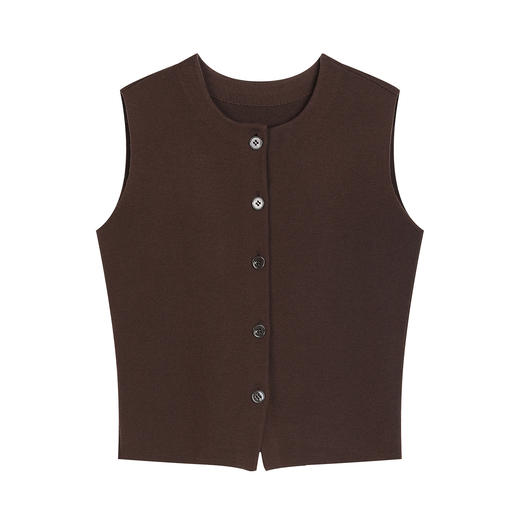 NEELLY纳俪商场同款春新款复古深棕肌理感马甲女气质通勤针织上衣N26031A01102 商品图3