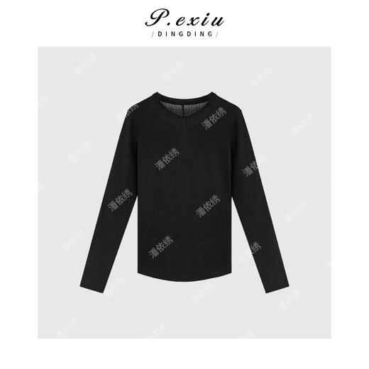 04-6潘依绣丁丁宠粉人丝经典简约修身气质百搭长袖T恤 W-62383 商品图2