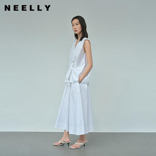 NEELLY纳俪商场同款夏季新款白色清新优雅半身裙女显瘦气质大摆裙N26044E04552 商品图0