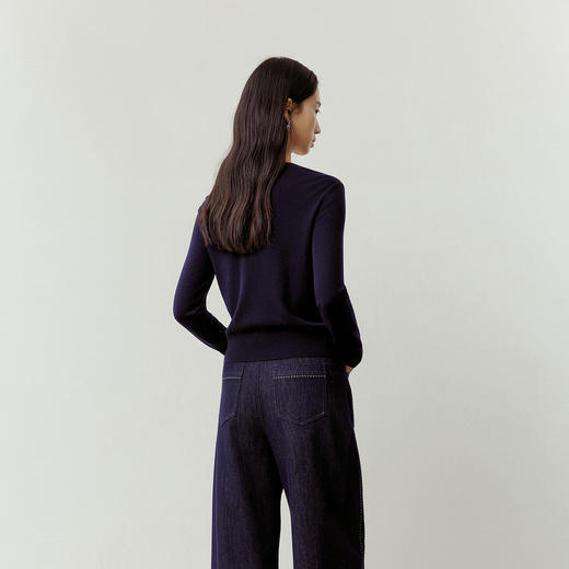 NEELLY纳俪商场同款春新款设计感撞色假两件针织衫女休闲通勤上衣N26023A01053 商品图1