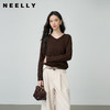 NEELLY纳俪商场同款春季新款软糯亲肤V领针织衫女显瘦百搭上衣N26014A03305 商品缩略图0