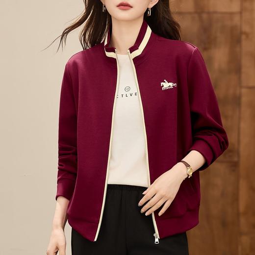 百媚生 立领卫衣外套休闲运动开衫XS82530125 商品图3