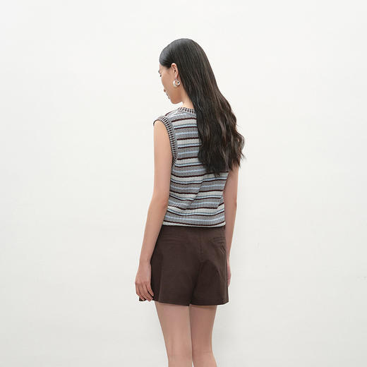 NEELLY纳俪商场同款夏季新款复古条纹撞色针织衫女显瘦百搭背心N26054A04611 商品图1