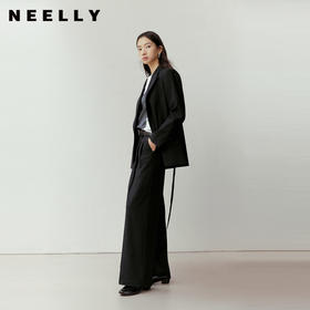 NEELLY纳俪商场同款春新款时尚慵懒休闲西装裤女立体直筒松弛长裤N26023H01097