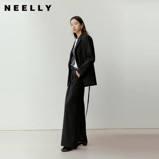 NEELLY纳俪商场同款春新款时尚慵懒休闲西装裤女立体直筒松弛长裤N26023H01097 商品图0