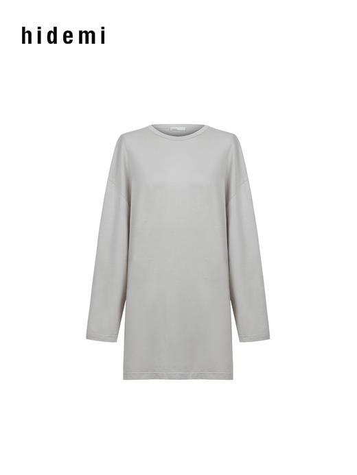 hidemi副线小h 松弛感宽松落肩圆领长袖T恤 商品图11