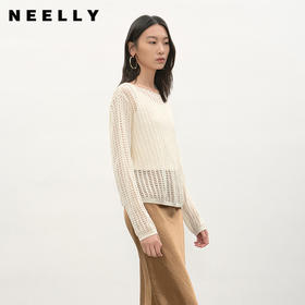 NEELLY纳俪商场同款夏季新款时尚随性镂空针织衫女气质轻盈感上衣N26044A04515