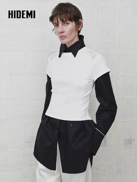 HIDEMI 设计感修身正肩短袖圆领T恤上衣