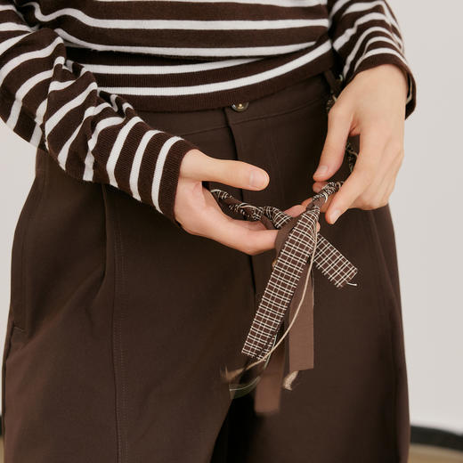 NEELLY纳俪商场同款春新款复古休闲宽松阔腿裤女百搭显瘦直筒长裤N26023H01093 商品图2